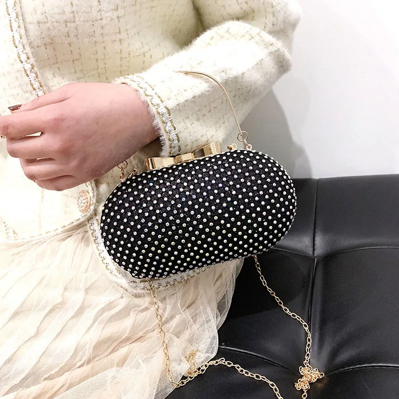 Свадебные серебряные стразы для женщин вечерняя сумочка через плечо на цепочке