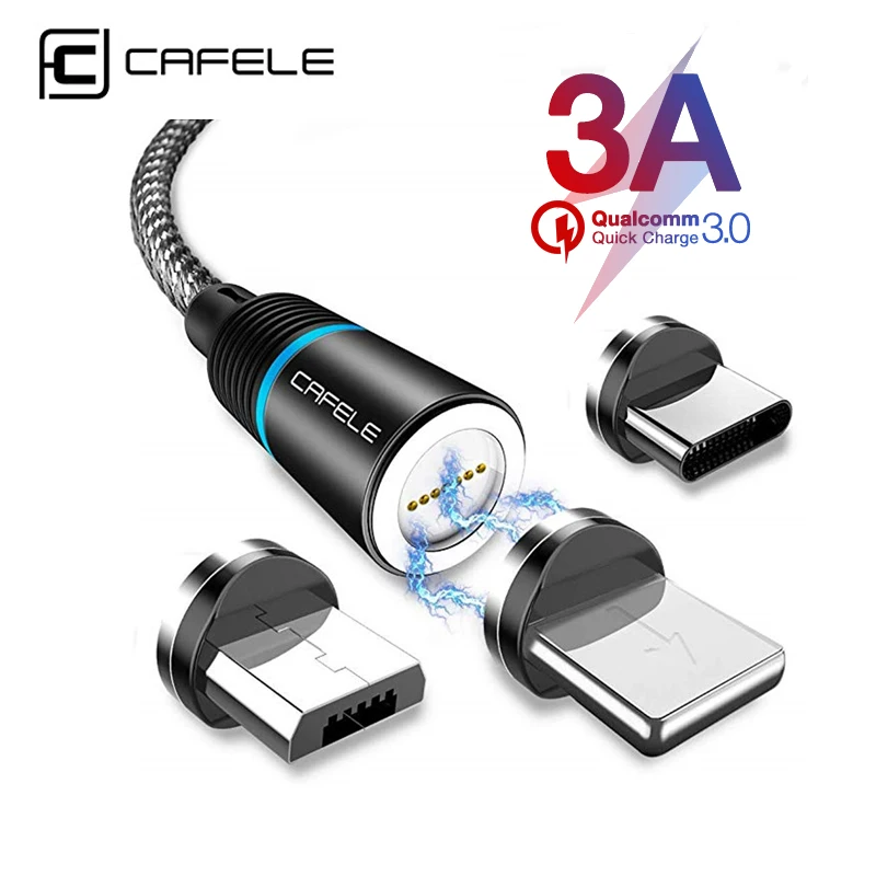 Cafele Магнитный зарядный кабель micro usb type c кабель для быстрой зарядки iPhone 3A провод usb c телефонный кабель Поддержка синхронизации данных
