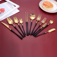 cutlery set black gold stainless steel cutlery set 1810 tableware dinnerware matte forks spoons knives stir spoon dinnerware