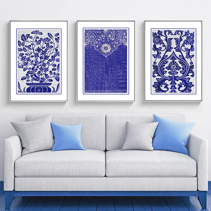 

Abstract Blue Flower Vase Canvas Print Paintings Wall Art Pictures Poster on Canvas Mother's Day Gift Living Room Home Decor