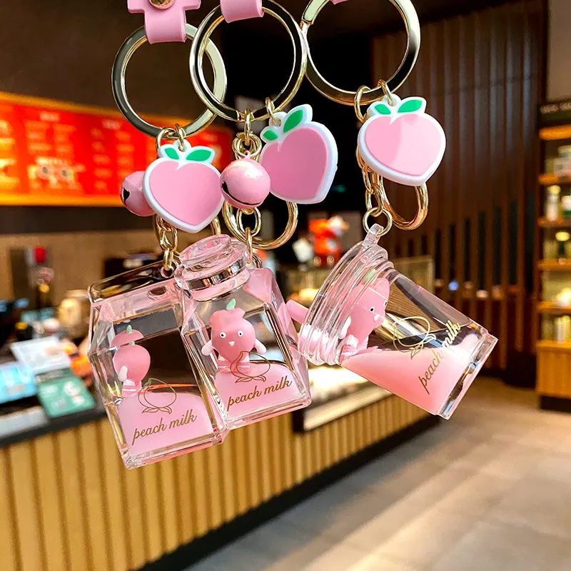 

Creative Bottle Car Keychain Accessories Cute Fur Ball Key Ring Bag Pendant Female Calculator Nail Clipper Bottle Decoration