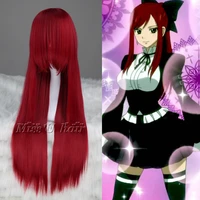 anime high quality fairy tail erza scarlet long costume cosplay wig for anime women synthetic hair wig