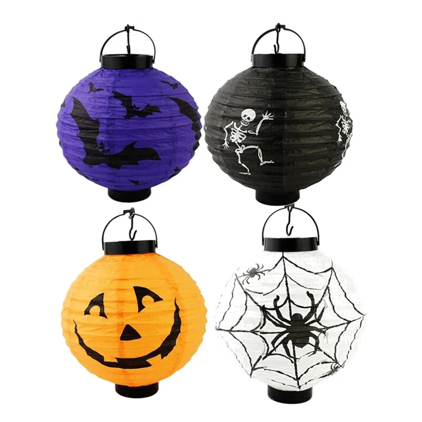 1pcs/bag White Spider LED Lamp Paper Lanterns Decoracion Fiesta Happy Halloween Party Decorations Home Kitchen Accessories Favor | Дом и сад