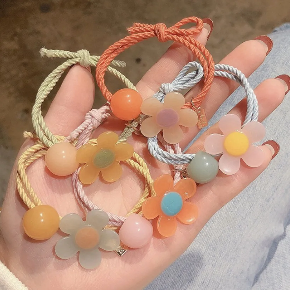 Простая Милая цветная Цветочная резинка для волос в Корейском стиле акриловая