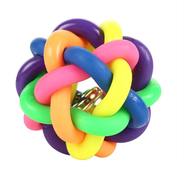 Пищащие резиновые игрушки для собак с колокольчиком 3 размера для маленьких и больших собак, жевательные игрушки для щенков, чистка зубов, лакомство.