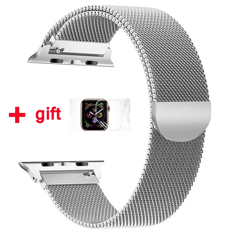 Ремешок для Apple watch band 42 мм 38 мм Миланская петля iWatch band 44 мм 40 мм браслет из нержавеющей стали Apple watch аксессуары - Цвет ремешка: Silver 1