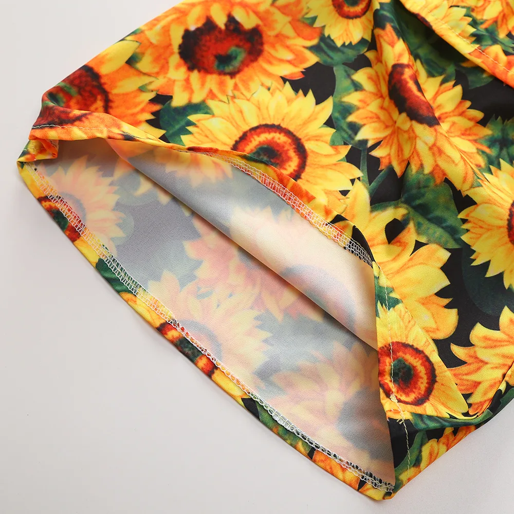 

2-7Y Summer pants suit Fashion Toddler Kid Baby Girl Clothes Sets Sunflower Print Off Shoulder Tops+Long Pants Summer Outfits