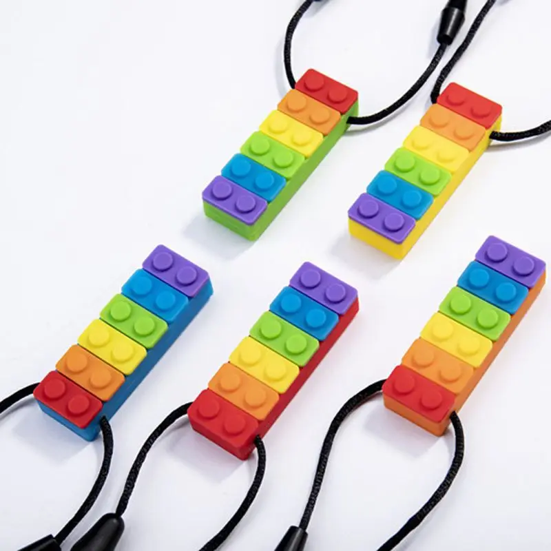 1Pc sensorial Collar para morder de Chewy ni&ntilde;os de silicona morder l&aacute;piz Topper juguete mordedor de silicona mordedor para ni&ntilde;os con autismo-4