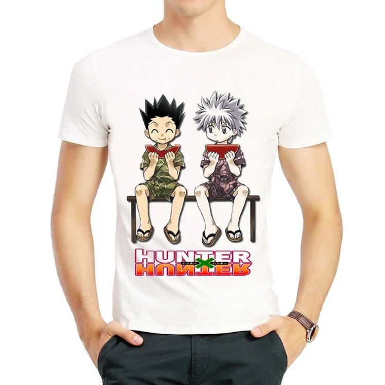 Футболка HUNTER X Cosplay с принтом Гон Фриксс, Киллуа Золдик и Курапика, короткие рукава, летняя.