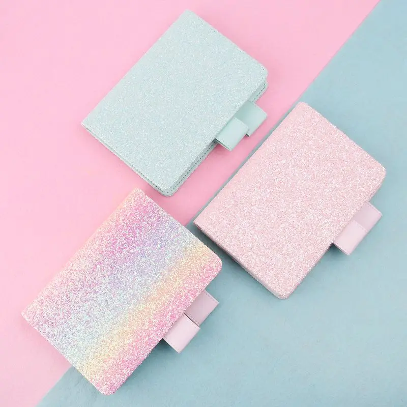 

A6 Sequin Notebook Diary Weekly Planner Journal Agenda Organizer Travelers Faux Leather Cover Book