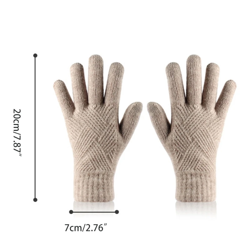 

Fashion Knitted Thick Gloves for Men & Women Solid Color Argyle Pattern Windproof Warm Autumn Winter Full Finger Gloves
