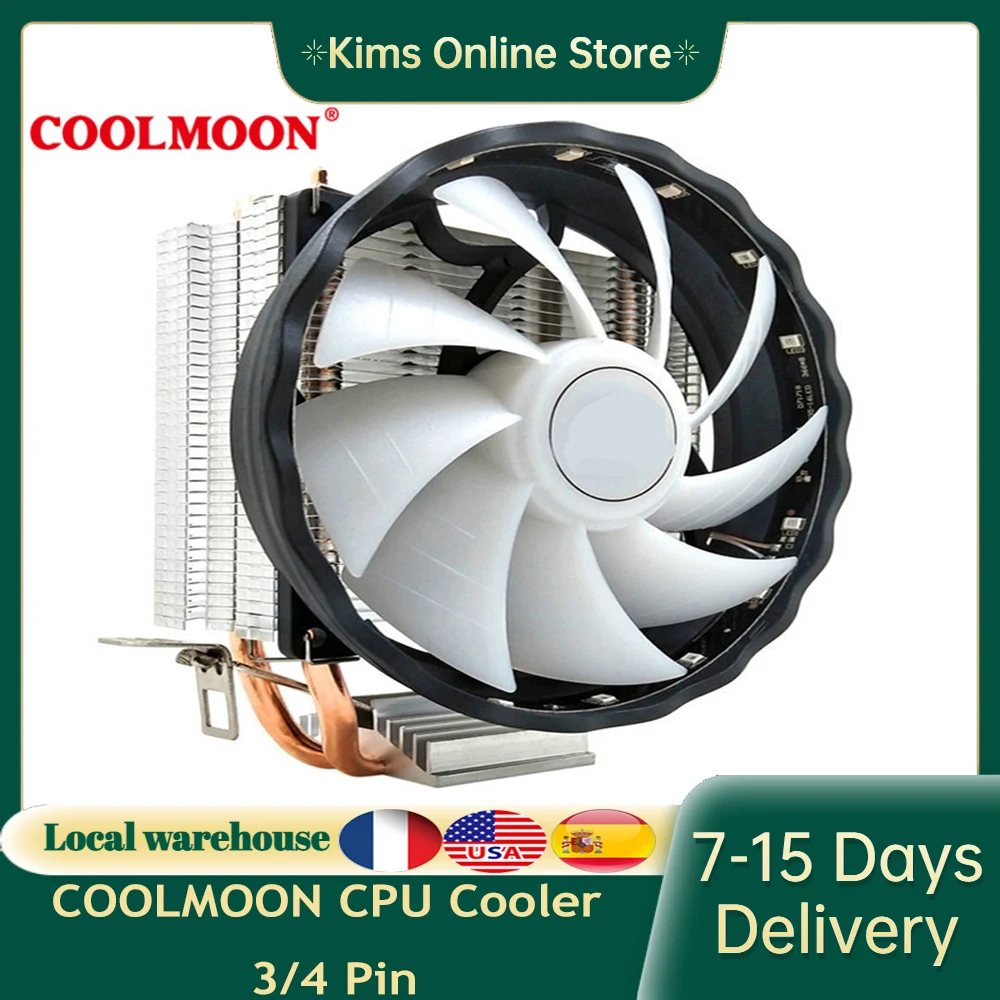 

Кулер для процессора COOLMOON с двумя тепловыми трубками, 3/4 Pin