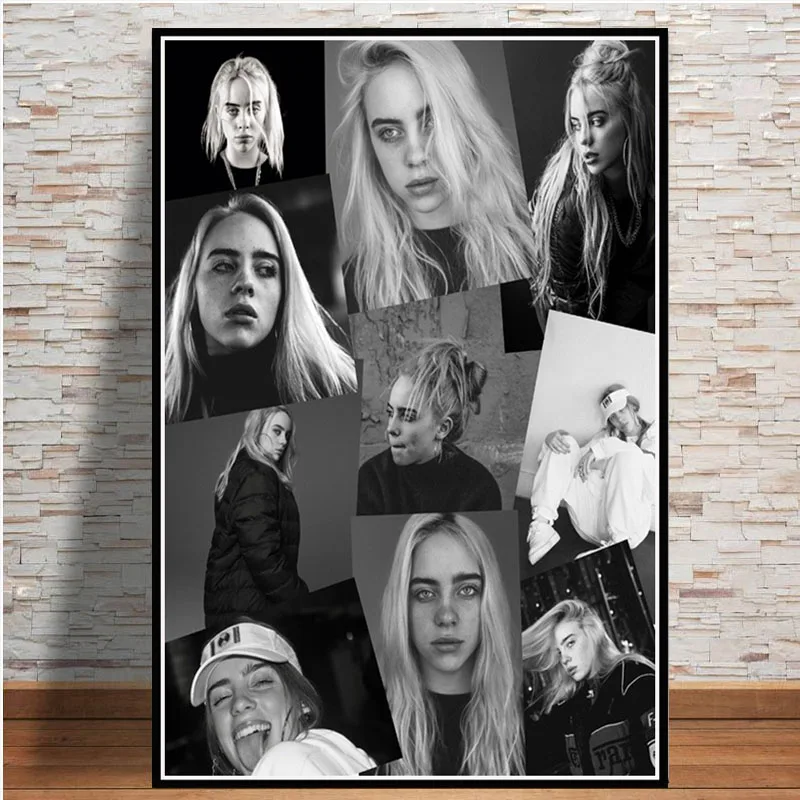Постер и принты Billie Eilish мы все засыпаем зарыть друг поп-звезда художественная живопись настенные картины для гостиной домашний декор - Цвет: Зеленый