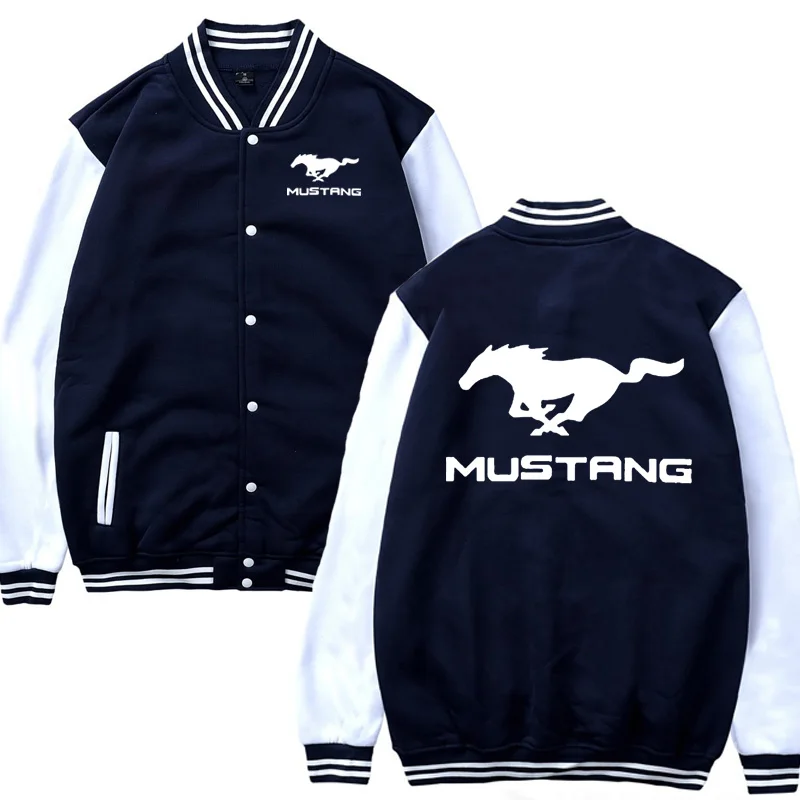 

Бейсбольная куртка для Mustang с логотипом автомобиля, повседневные свитшоты в стиле хип-хоп Harajuku, мужская бейсбольная форма, приталенная ткан...