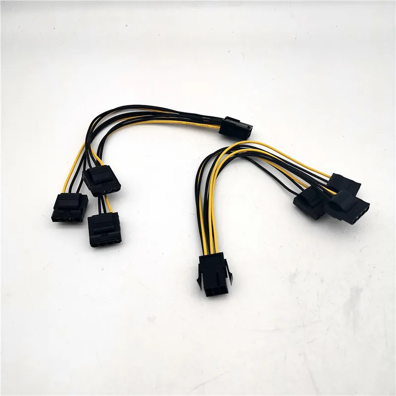 2pcs pcie 6pin female to 3 molex ide 4pin graphic card power supply splitter cable free global shipping