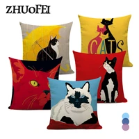 animal pattern cushion cover color cat linen pillowcase home decor throw pillows cover 45x45cm pillow case for sofa car chair
