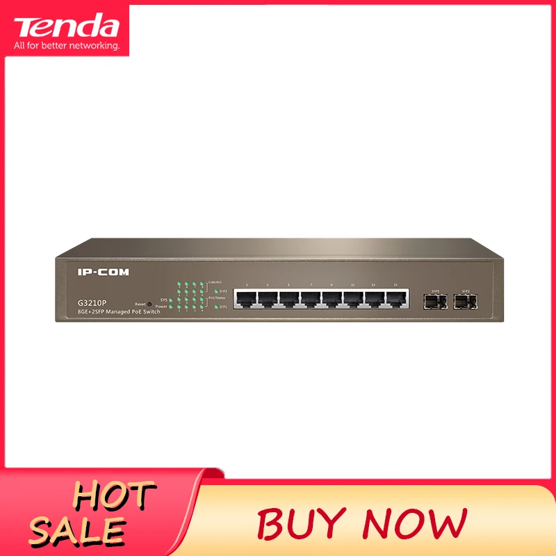 IP-COM G3210P 8-Port + 2 * SFP-порта управляемый сетевой коммутатор Gigabyte 10/100/1000M RJ45
