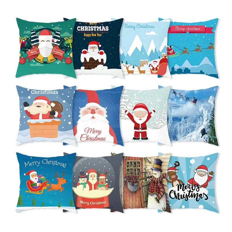Чехол 45x45 см олень снежинка Санта Клаус Рождественская наволочка Рождественский