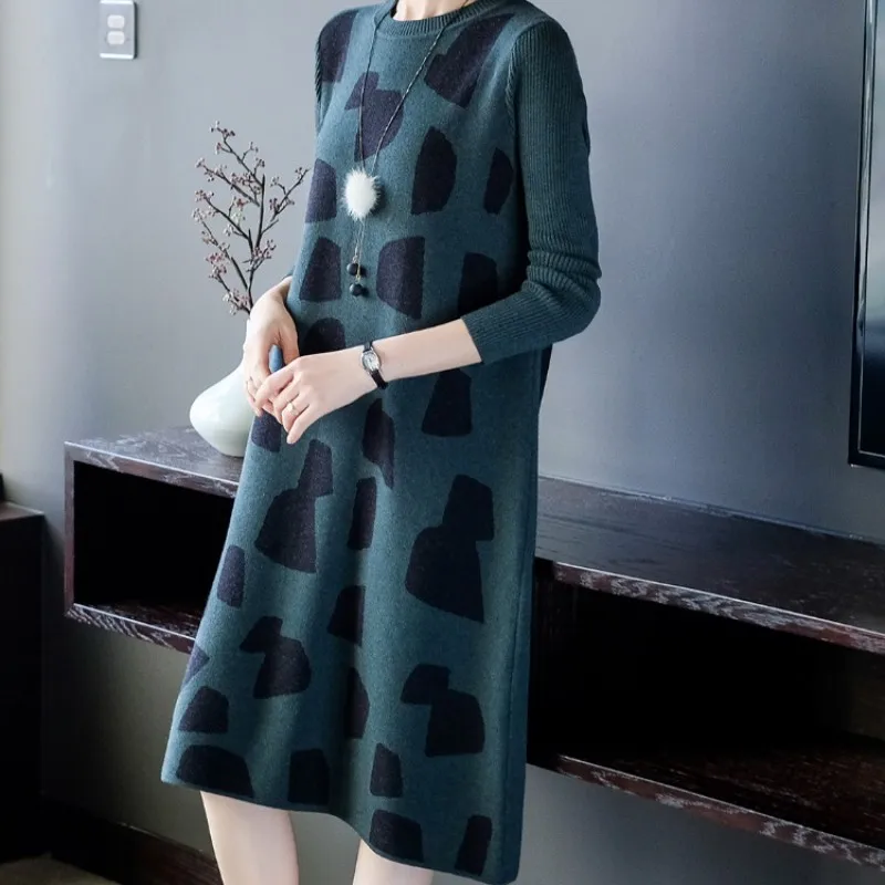 Новинка корейское осенне-зимнее платье-свитер элегантное женское платье с