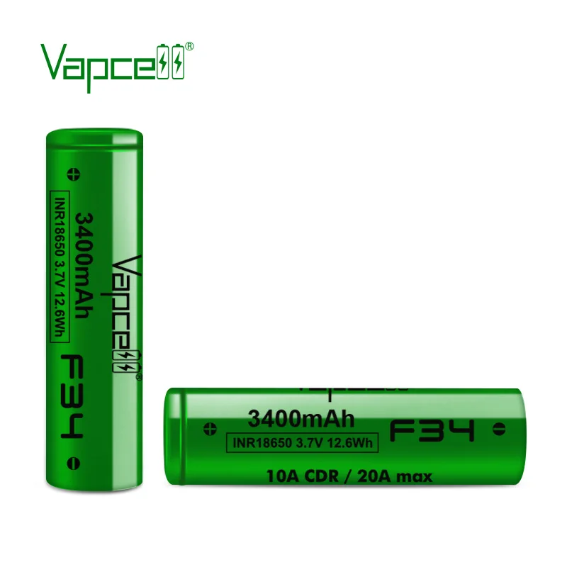 Литий-ионная аккумуляторная батарея Vapcell Inr18650 F34 3400 мАч 10A 20A pk 18650 Mj1 |