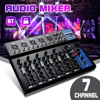 7 channel digital microphone sound audio mixer console 48v phantom power professional karaoke audio mixer amplifier with usb