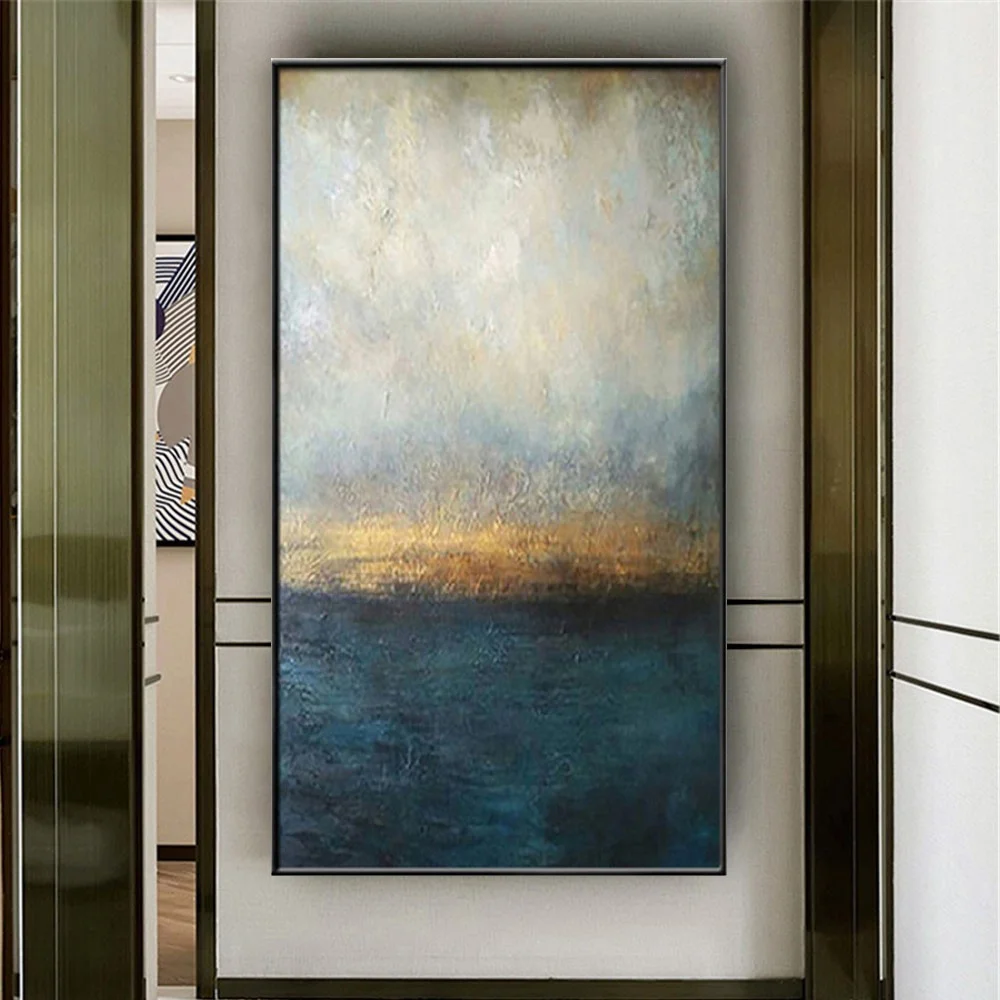 

Handmade Seascape Oil Paintings On Canvas Grey Hang Picture Gray Hazy Sea View Indoor Wall Art Pictures For Living Room Decor