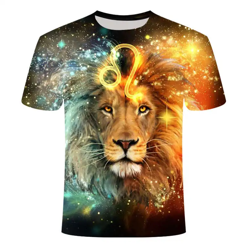

Leopard new summer transparent boy men's summer fashion trend short-sleeved round neck casual fashion top