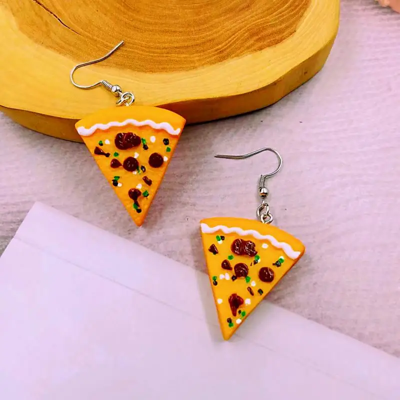

Creative Mini Pizza Dangle Earrings Cute Girls Party Jewelry