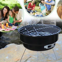 portable bbq grill non stick surface folding barbecue charcoal grill mini round outdoor camping picnic bbq tool round grill
