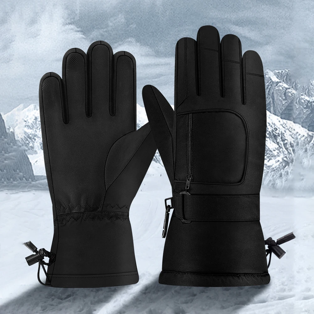 

2pcs Men Autumn Winter Warm Knitted Fleece Gloves Touch-Screen Windproof Thickened Skiing Full Finger Gloves Mittens Waterproof