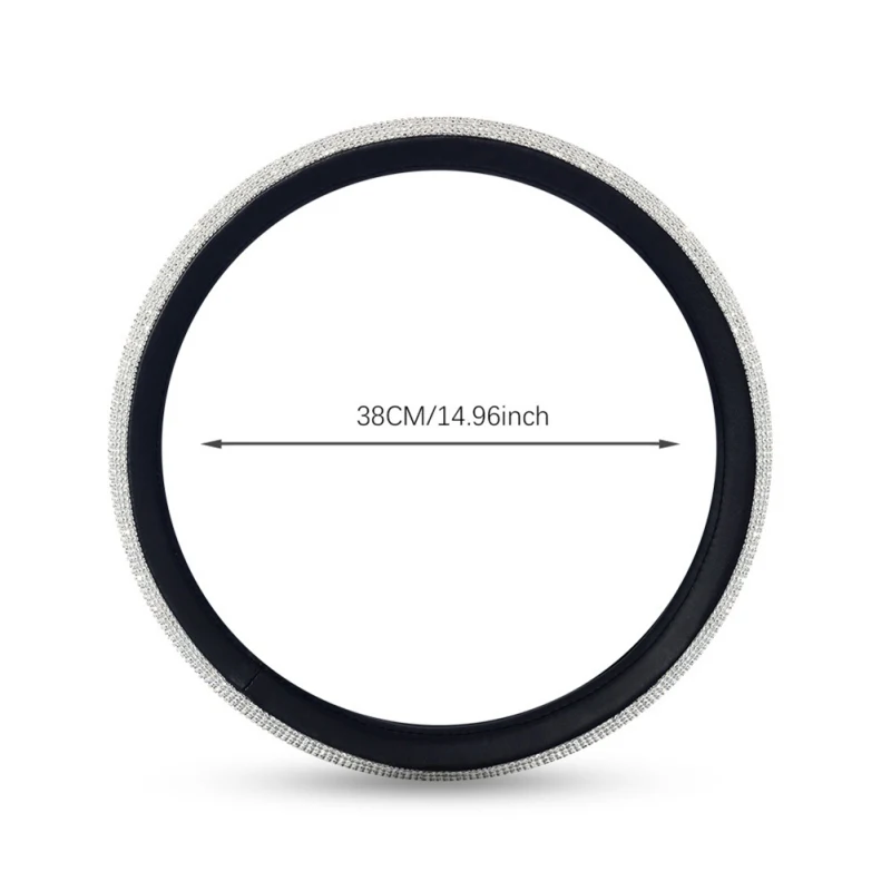 

New Car Product Accessories Bling Rhinestone Crystal Auto Leather Steering Wheel Cover Auto Styling Supplies Dropship
