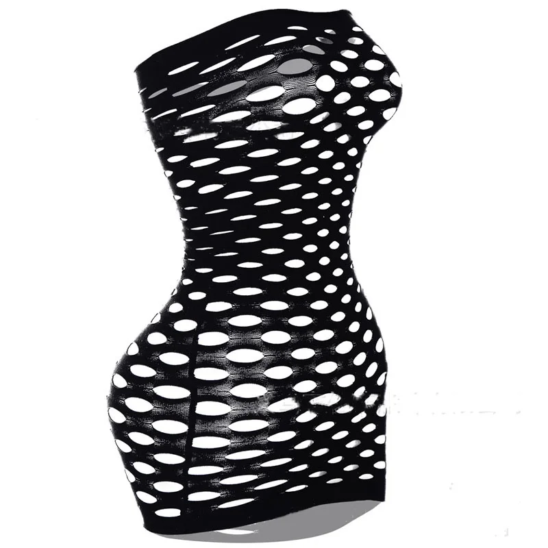 

New Sexy Women Net Skirt Whole Body Hollow Out Fishnet Elasticity Mini Dress Lingerie Plus Size Nightwear