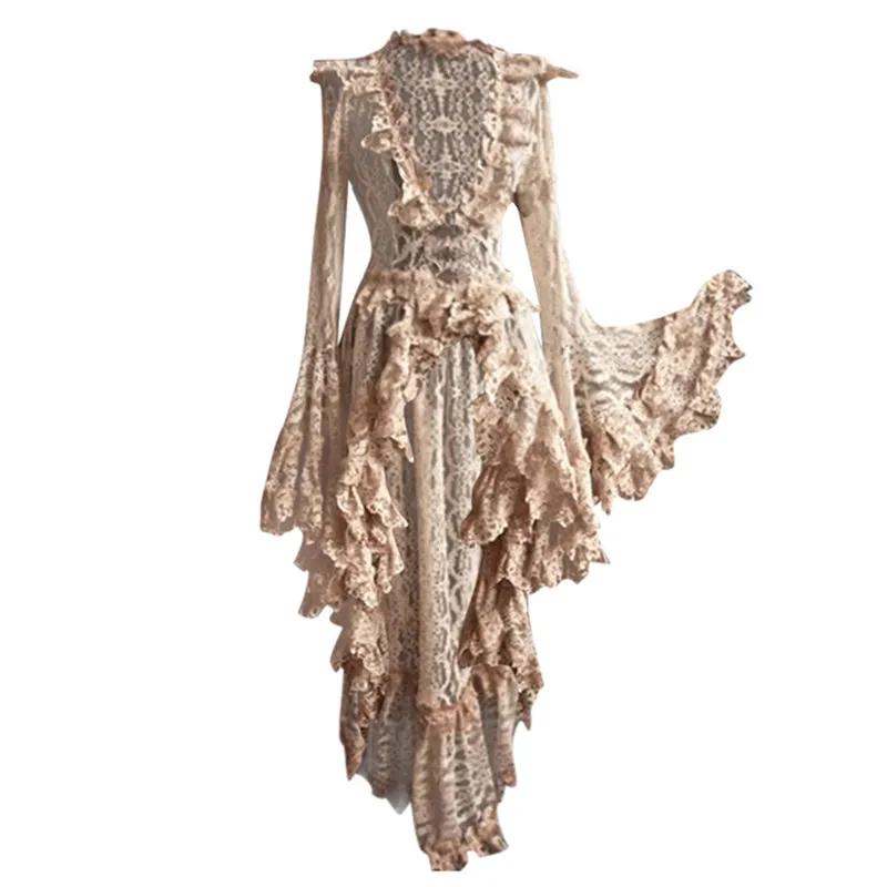 Женское винтажное платье в стиле ретро готическое с глубоким v-образным вырезом и