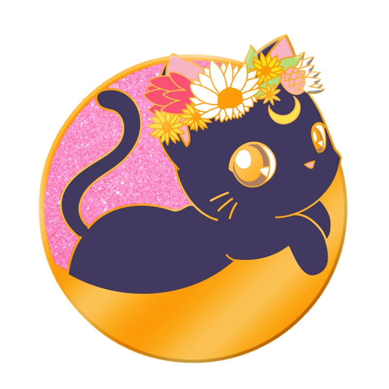 Эмалированная брошь в виде кота Сейлор Мун Luna котенка|Броши| |