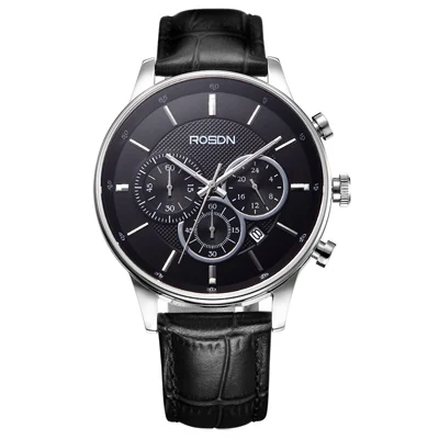 3181 Black Многофункциональные мужские часы люксовый бренд ROSDN Хронограф Спортивные мужские водонепроницаемые сапфировые японские кварцевые кинетические часы R3162 - Цвет: 3181 Black