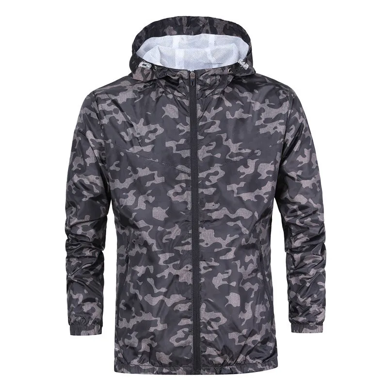 Мужская спортивная куртка HENCHIRY черная камуфляжная с защитой от солнца костюм для