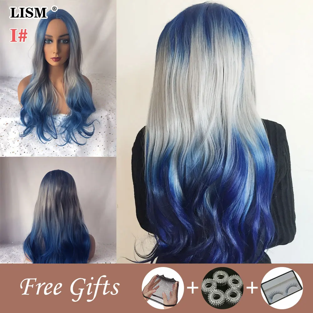 Парики из искусственных волос без шапочки основы длиный Волнистые черный парик