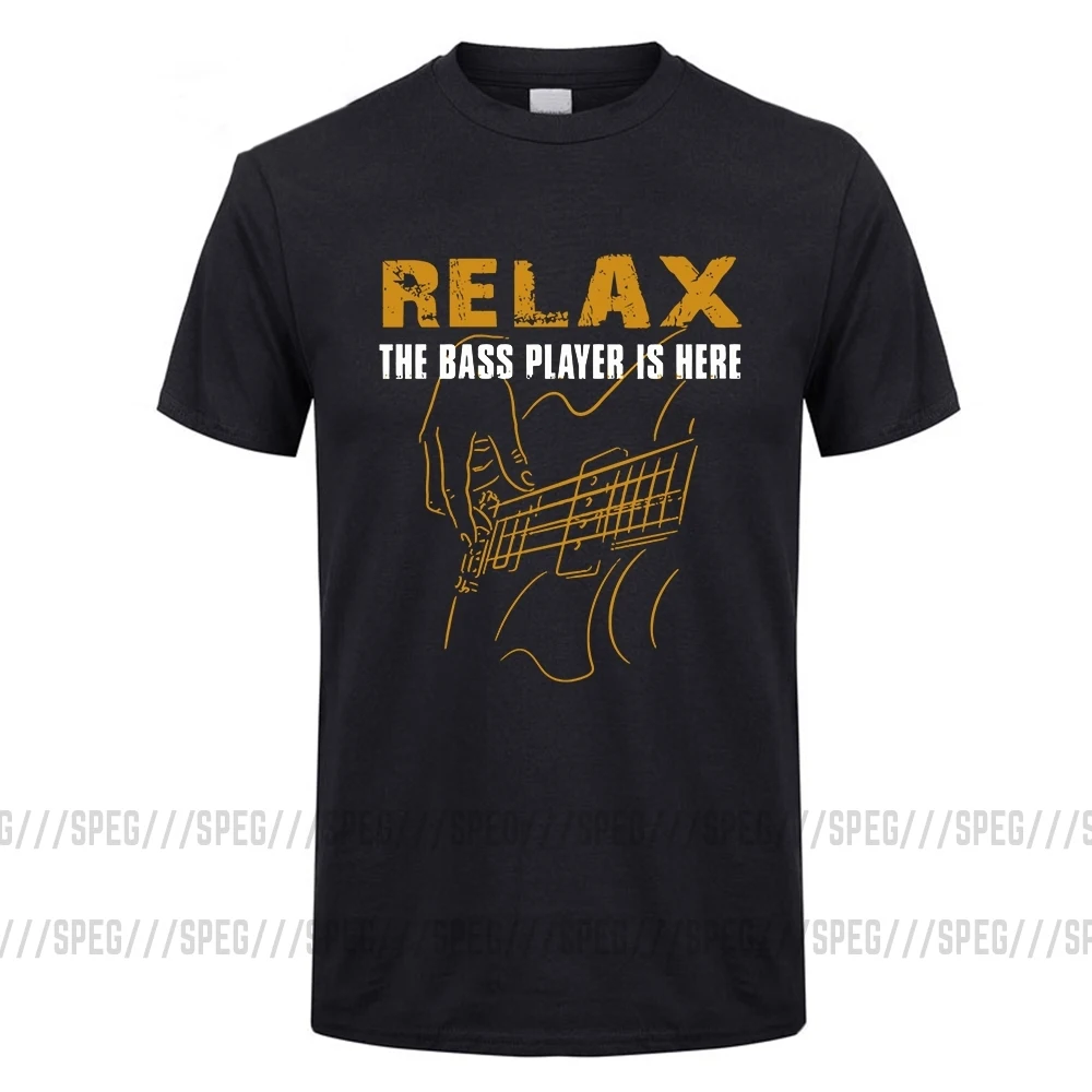 t shirts für männer bass playerrelax die bass player ist hier akustische elektrische gitarren musik mann o neck kurze tees mann t shirt free