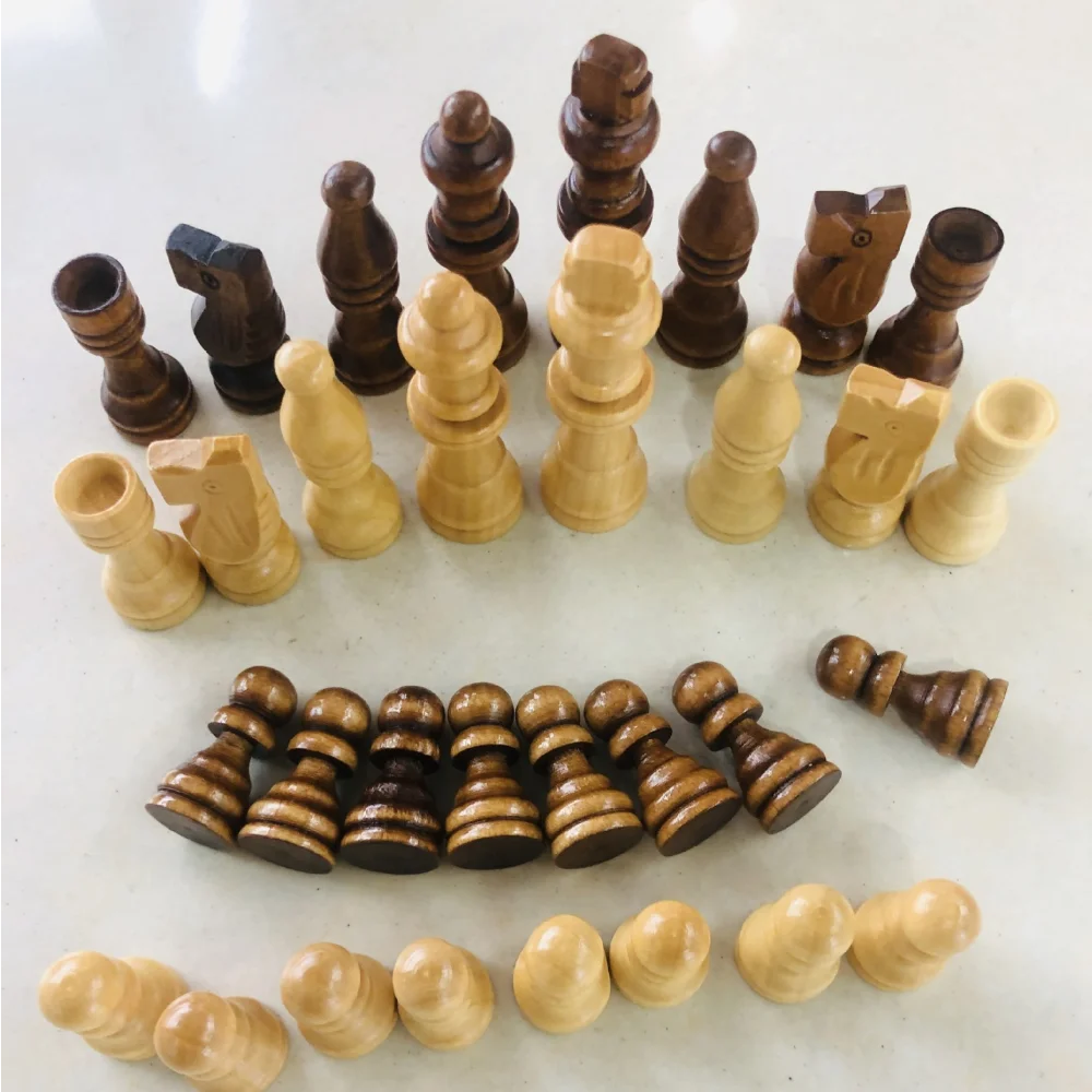 

16pcs Wood Chess Pieces King Height 64mm Chessmen International Word Chess Set Chess Game Collection Board Game Accessories