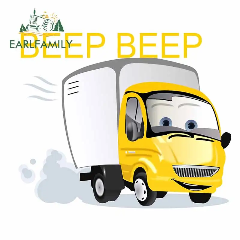 EARLFAMILY 13 см x 11 для звукового сигнала желтый грузовик мультфильм наклейки