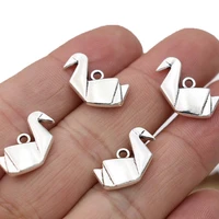 5pcs tibetan silver plated origami duck charms pendants for jewelry making necklace diy handmade craft 16x9mm