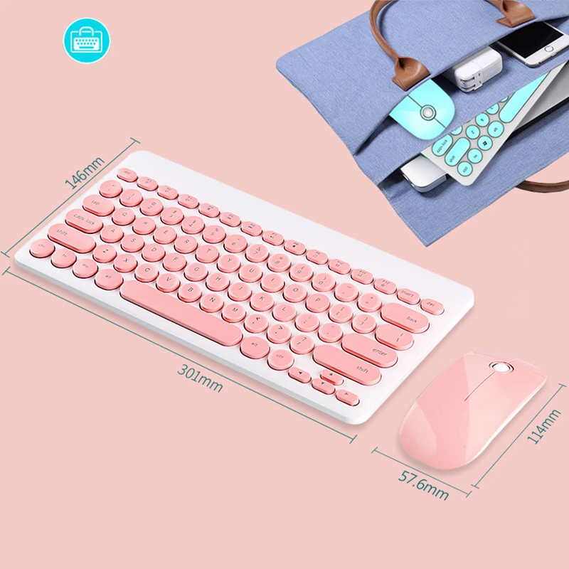 2 4G USB Беспроводная игровая клавиатура мышь комбинированная круглая Бесшумная