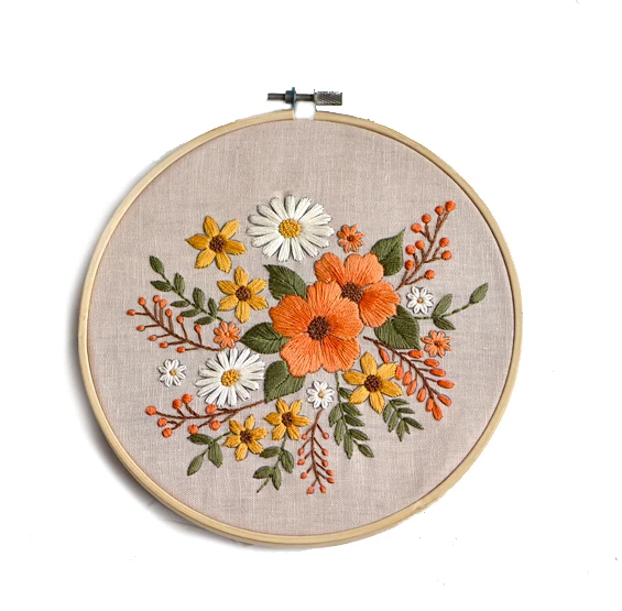 Autumn Handmade DIY Fabric Beginner's Entry Homemade European Embroidery Material Package Fresh Flowers and Plants Embroidery