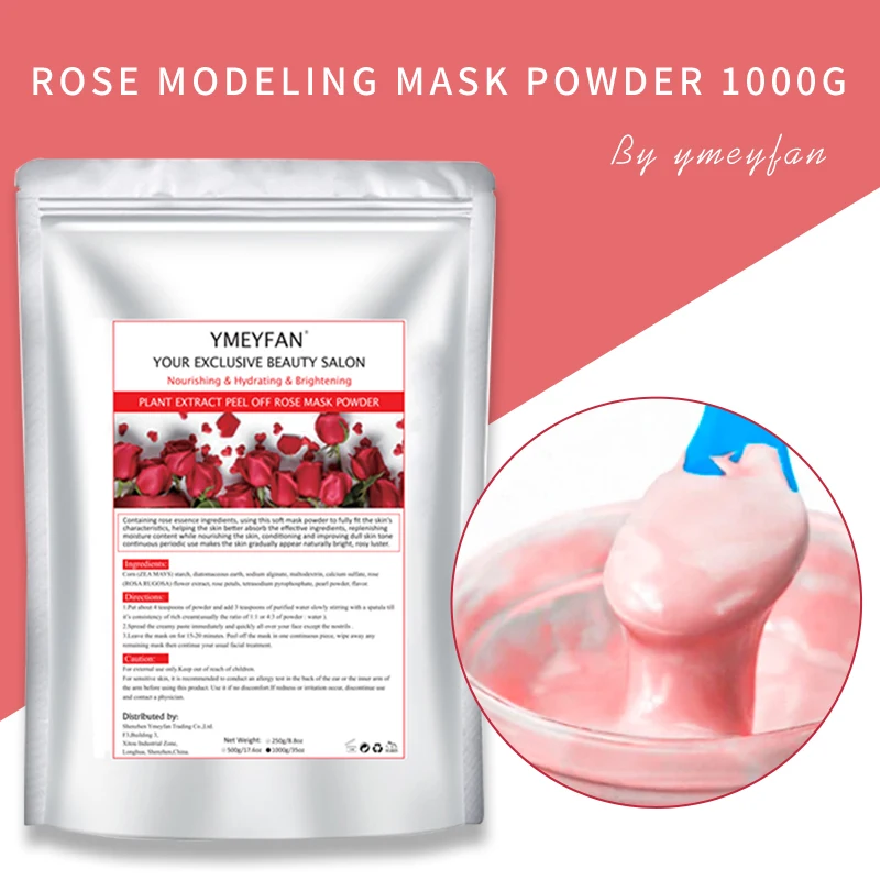 1000G/Pack DIY Whitening Rose Jelly Mask Powder Face Beauty Moisturizing Nourishing Modeling Facial Mask Skincare With Bowl Set