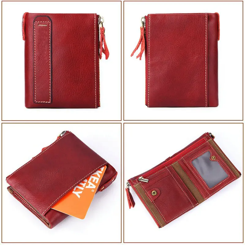 

GENODERN New Women Wallets Fashion Bifold Double Zipper Female Purse Women's Rfid Wallet Design Coin Purse