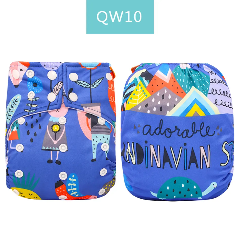 QW10 HappyFlute многоразовые тканевые подгузники внутренняя ткань замша унисекс 3-15 кг OS цифровая позиция карман детские подгузники - Цвет: QW10