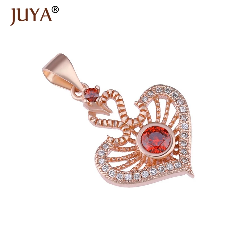 rose gold Juya Горячая Мода Подвески для изготовления ювелирных изделий милая Черепаха/медведь/Слон/лиса Животные Подвески модные подвески в виде сердечка с цветком - Окраска металла: rose gold