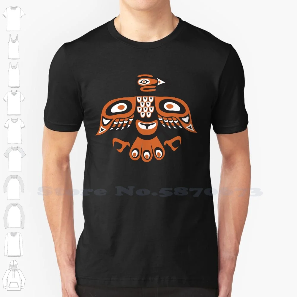 

Bird - Totem Pole Style Black White Tshirt For Men Women Totem Native Bird Tribal Sign Symbol Wild Falcon Folk Ethnic Pole