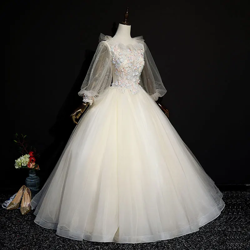 

Sky Blue Empire Waist Organza Prom Ball Women's Tulle Floor Length Wedding Dresses