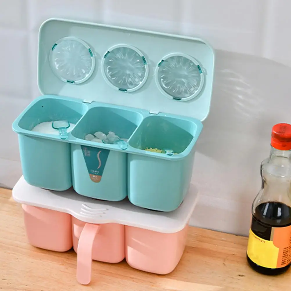 3 в 1 контейнер для соли и перца с крышкой | Дом сад